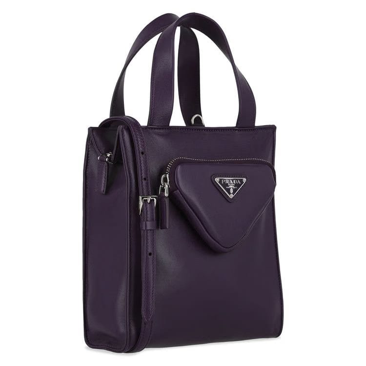 Prada Triangle Leather Crossbody Bag Purple