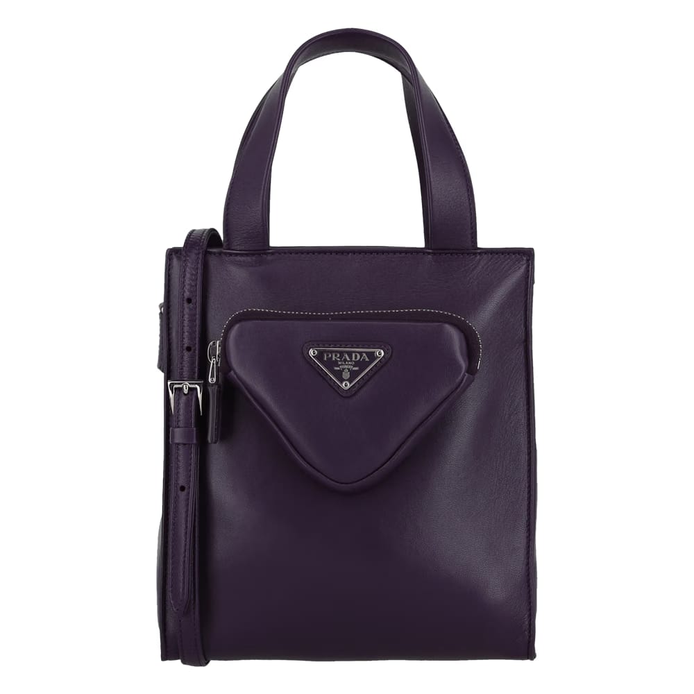 Prada Triangle Leather Crossbody Bag Purple