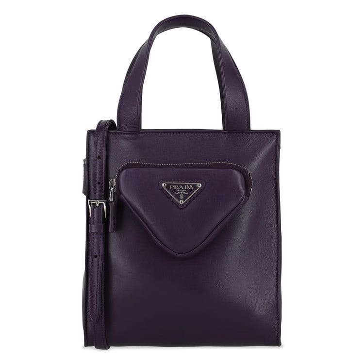 Prada Triangle Leather Crossbody Bag Purple