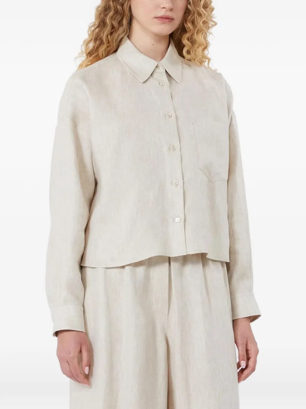pocket-detail linen shirt