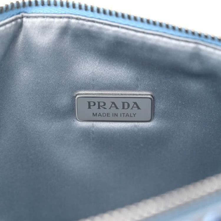 Prada Triangle Crystal-Embellished Satin Bag Blue