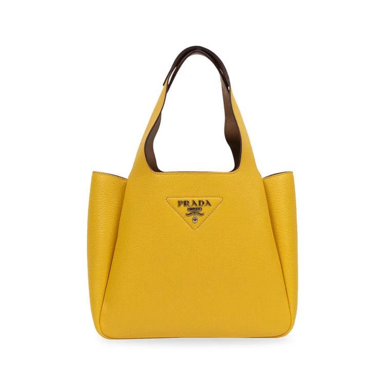 Prada Double Top Handle Medium Handbag Yellow