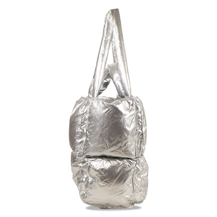 Off-White Padded Square Tote Shoulder Bag Silver