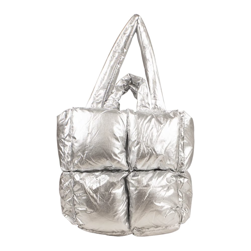 Off-White Padded Square Tote Shoulder Bag Silver
