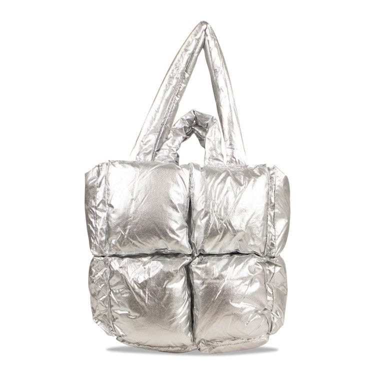 Off-White Padded Square Tote Shoulder Bag Silver