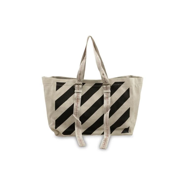 Off-White Canvas Diag Stripe Tote Bag White
