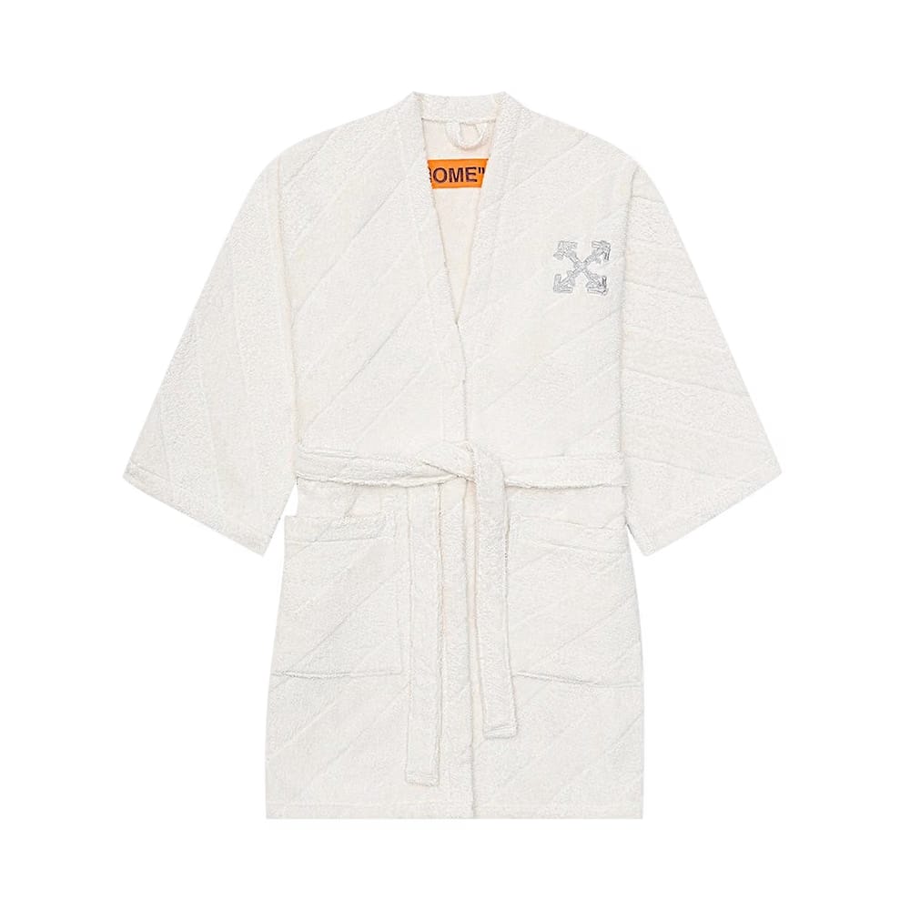 Off-White Arrow Leaves Bathrobe Coconut White