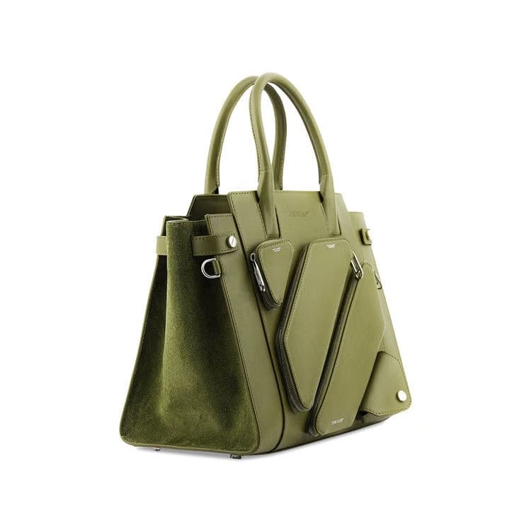 Off-White City Leather Tote Bag Military