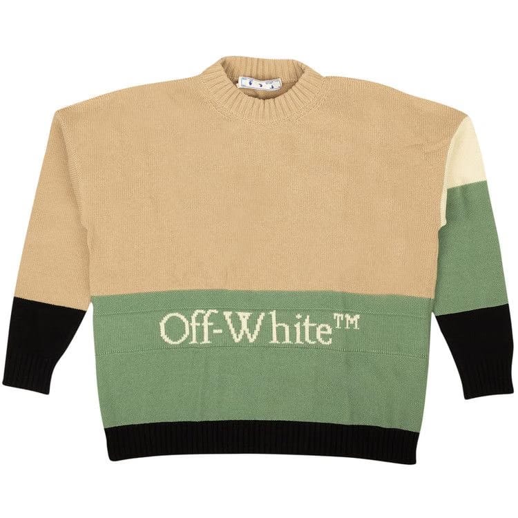 Off-White Block Wool Crewneck Beige/Green/Black