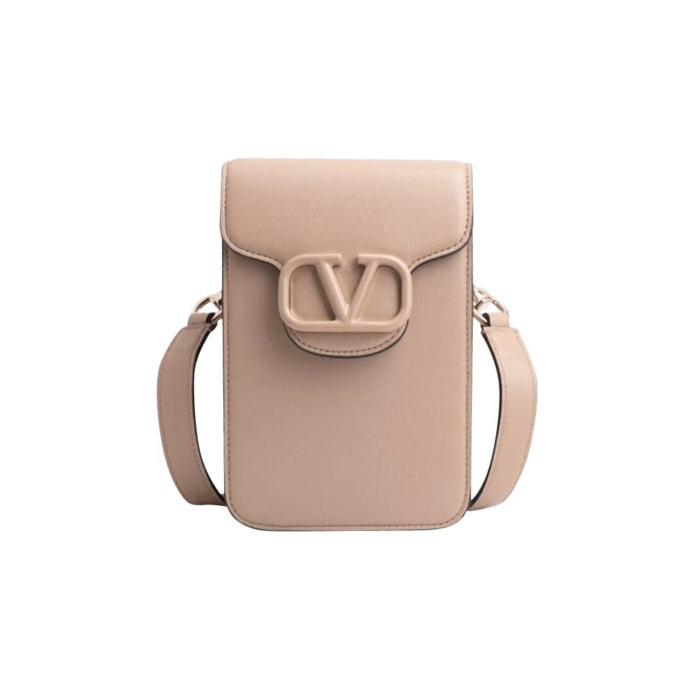 Valentino Logo Sling Bag Beige