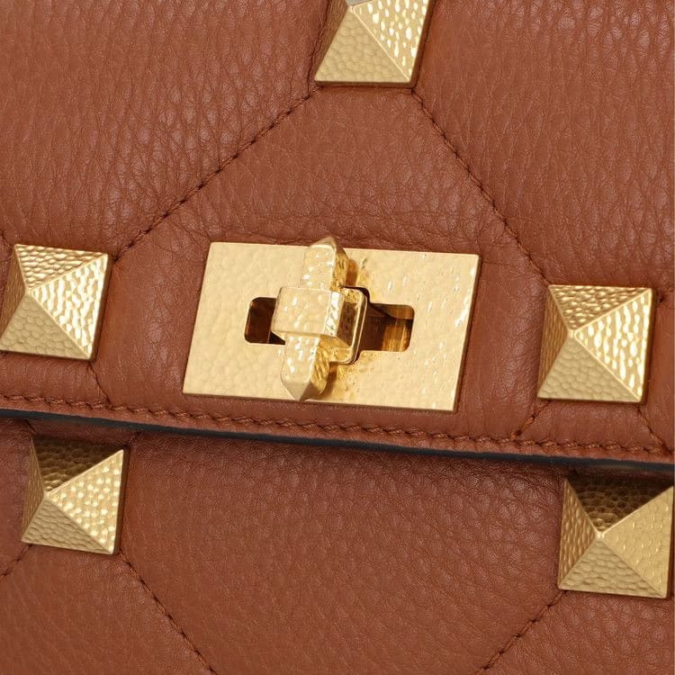 Valentino Roman Stud Shoulder Bag Brown