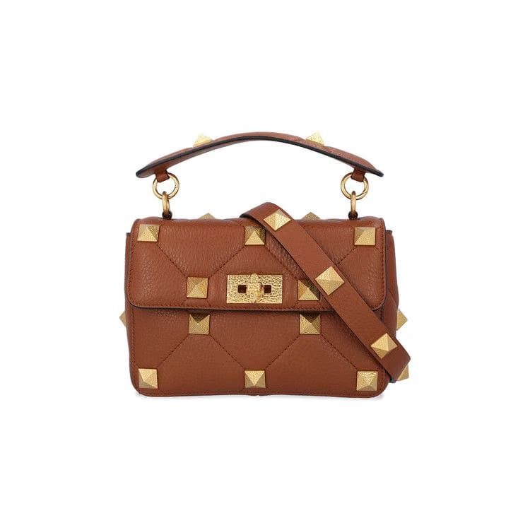 Valentino Roman Stud Shoulder Bag Brown