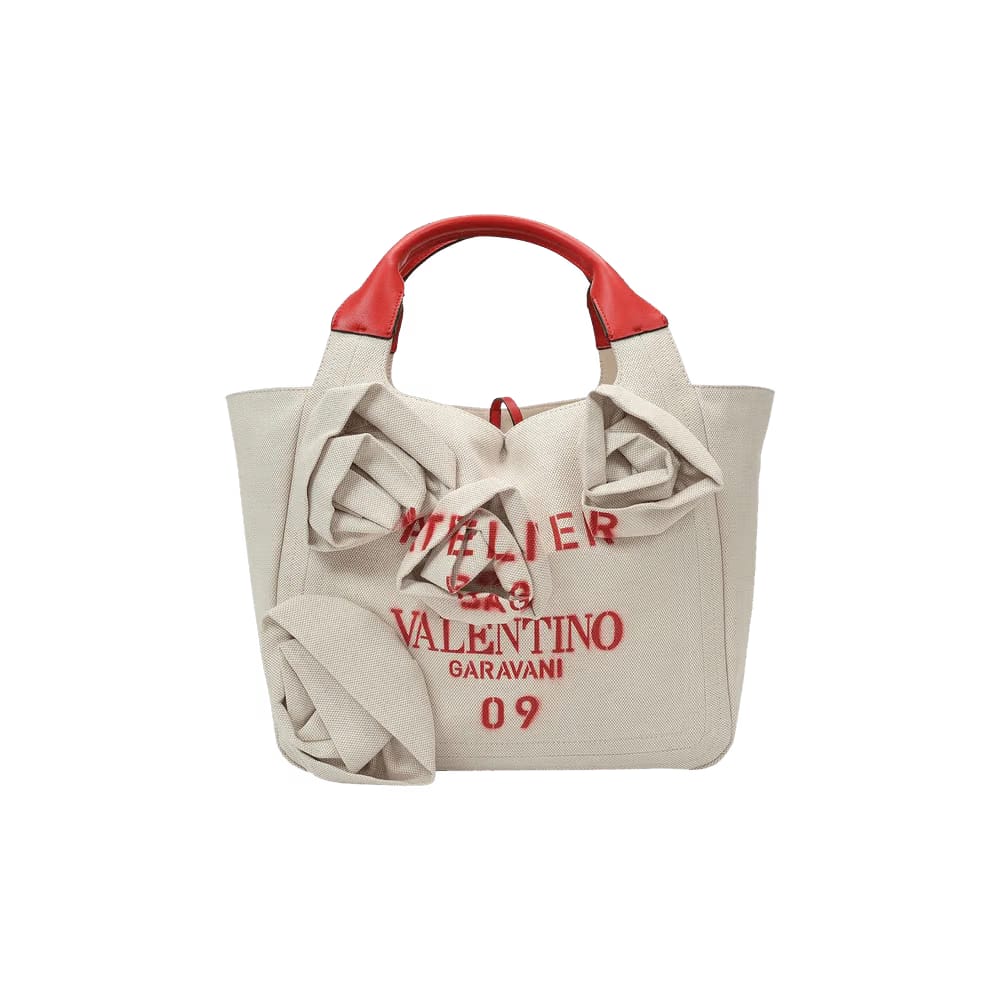 Valentino 09 Rose Blossom Edition Canvas Tote Natural