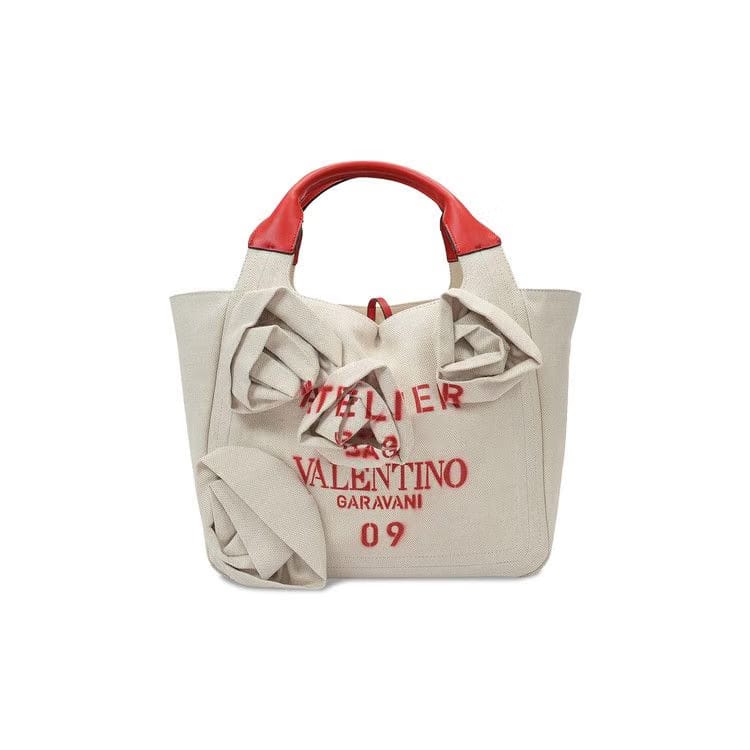 Valentino 09 Rose Blossom Edition Canvas Tote Natural
