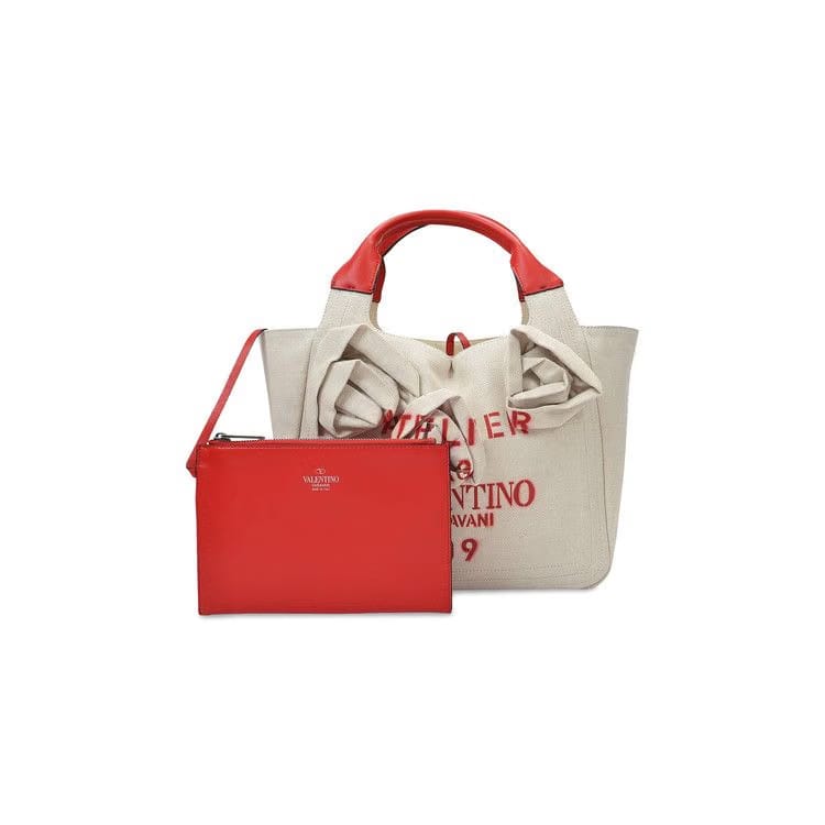 Valentino 09 Rose Blossom Edition Canvas Tote Natural
