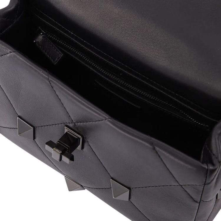 Valentino Roman Stud Shoulder Bag Black