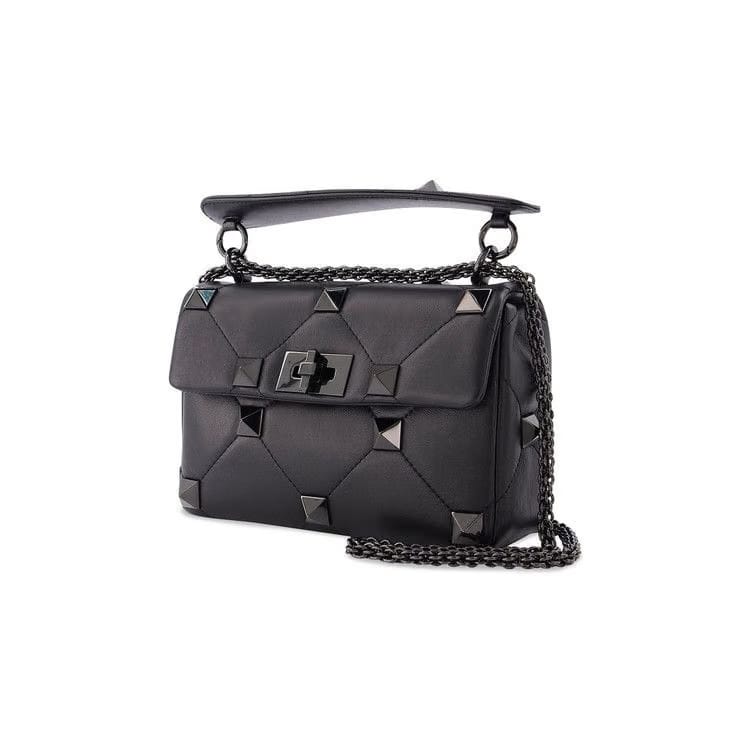 Valentino Roman Stud Shoulder Bag Black