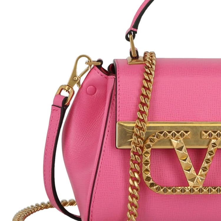 Valentino Mini V-Logo Leather Tote Bag Pink