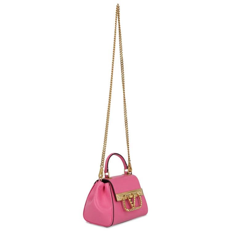 Valentino Mini V-Logo Leather Tote Bag Pink