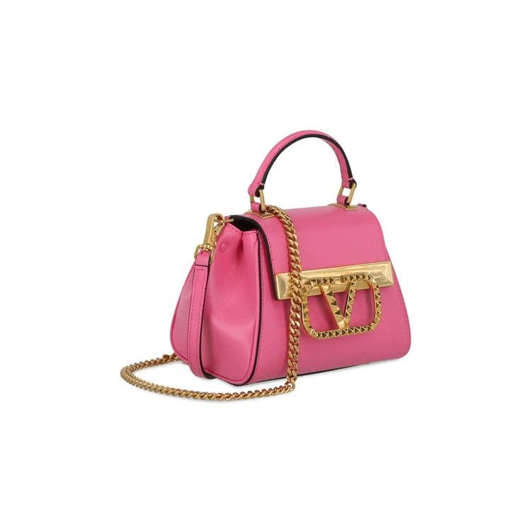 Valentino Mini V-Logo Leather Tote Bag Pink
