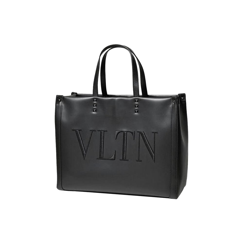 Valentino Large Canvas Shopper Bag Black