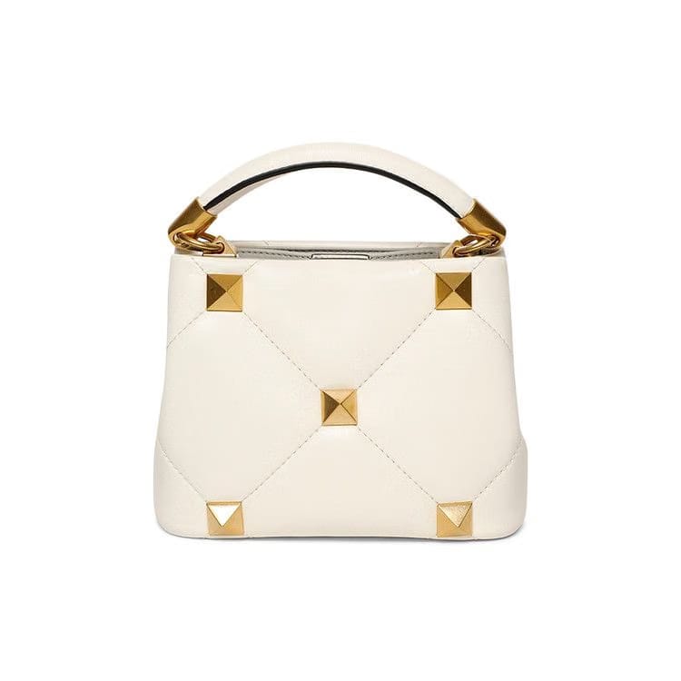 Valentino Mini Roman Stud Top Handle Bag Ivory