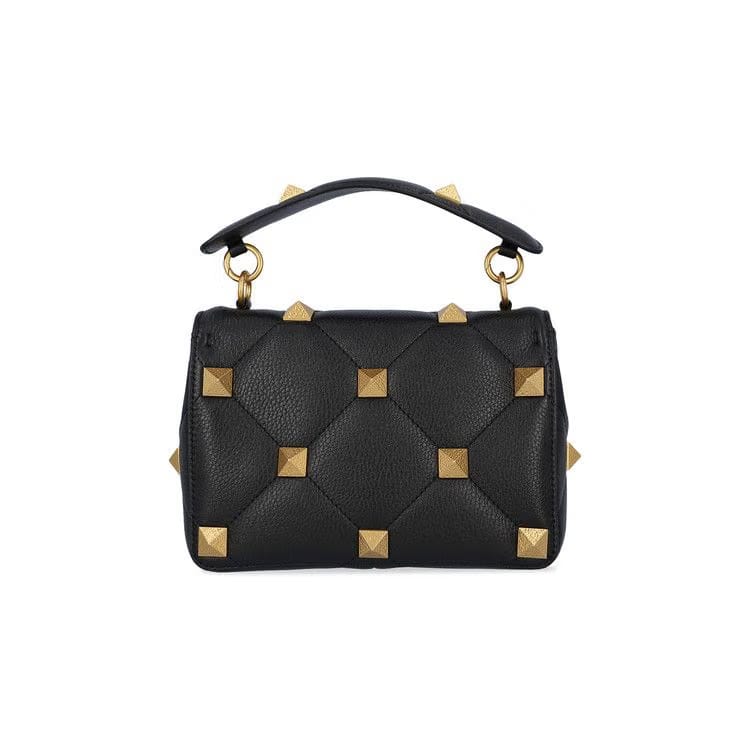Valentino Medium Roman Stud Shoulder Bag Black