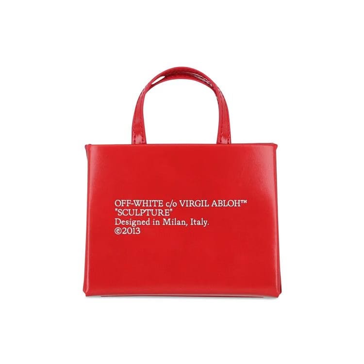 Off-White Baby Box Leather Tote Red