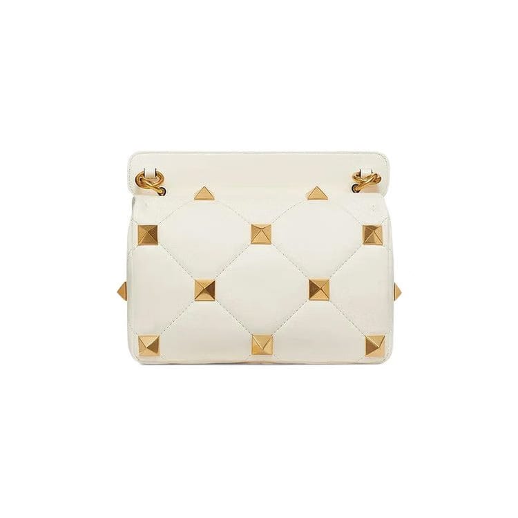 Valentino Medium Roman Stud Shoulder Bag White