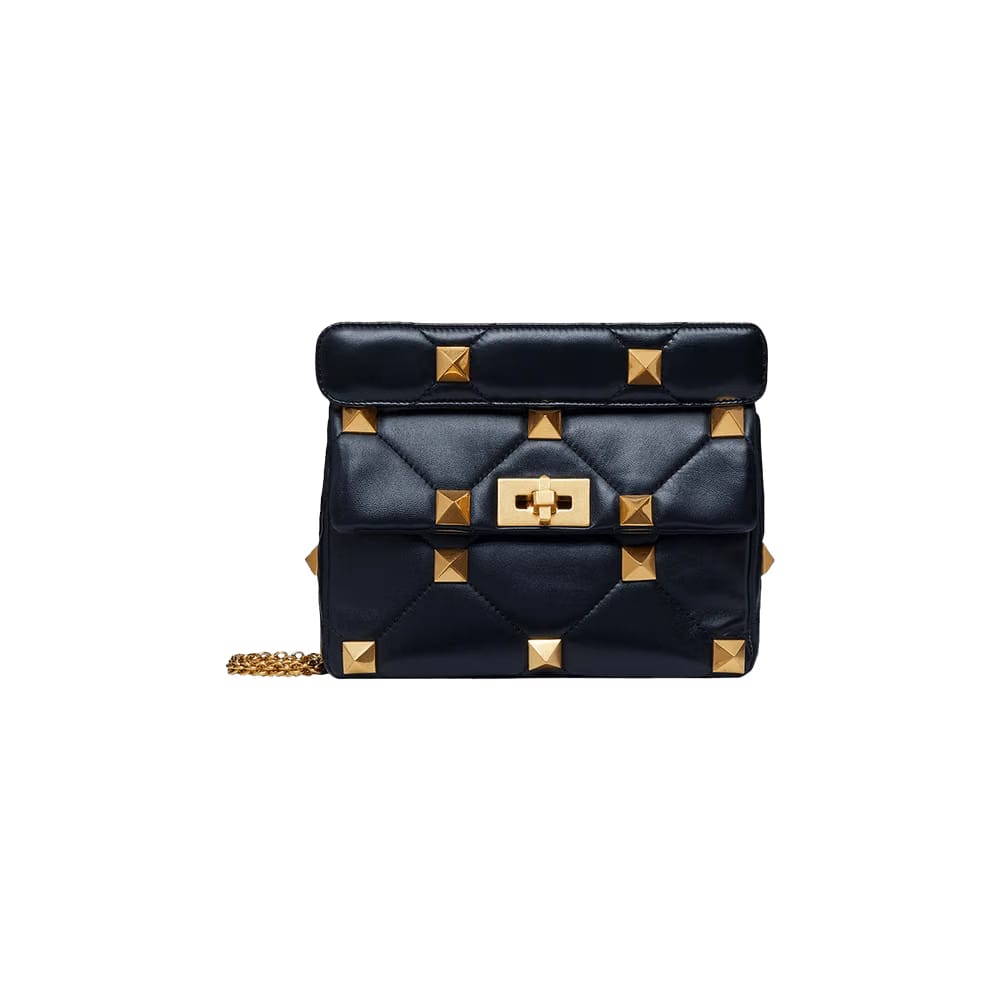 Valentino Medium Roman Stud Top Handle Bag Marine