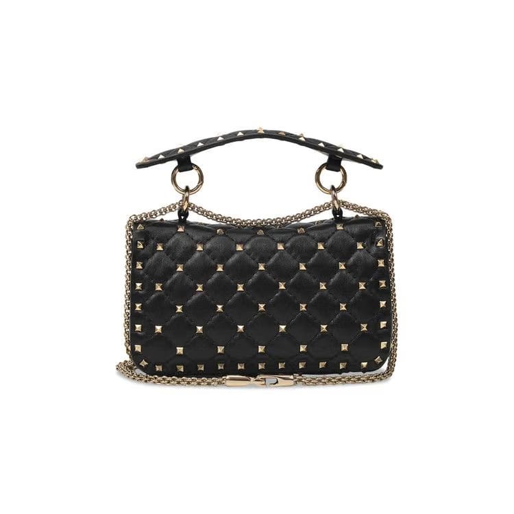 Valentino Rockstud Spike Foldover Shoulder Bag Black