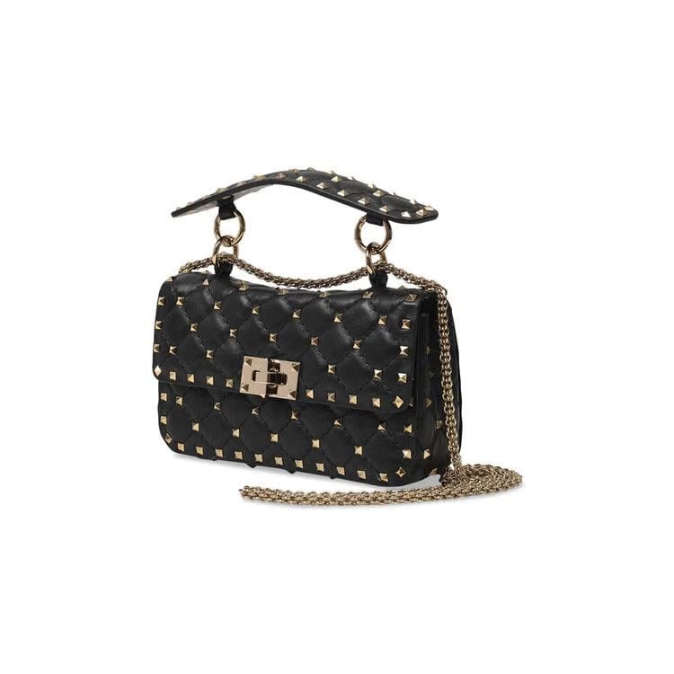 Valentino Rockstud Spike Foldover Shoulder Bag Black