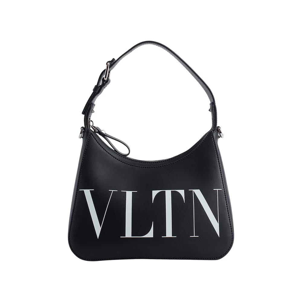 Valentino Logo Hobo Bag Black