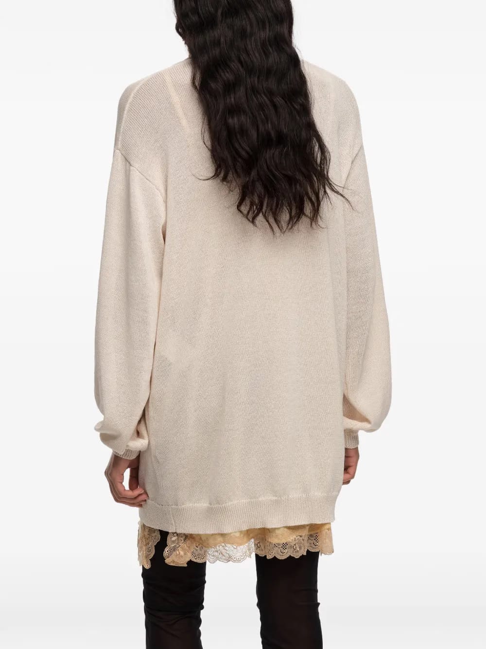 V-neck balloon-sleeved top