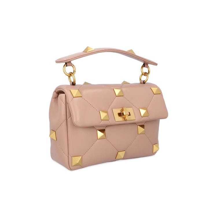 Valentino Roman Stud Shoulder Bag Rose Cannelle