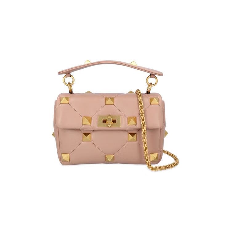 Valentino Roman Stud Shoulder Bag Rose Cannelle
