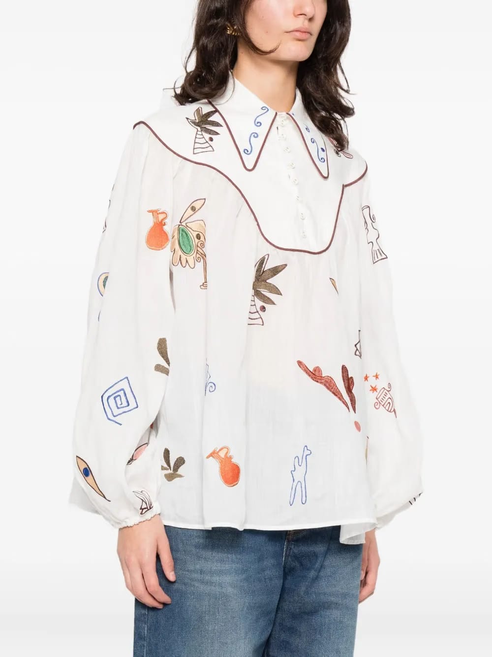 Mina collar graphic blouse