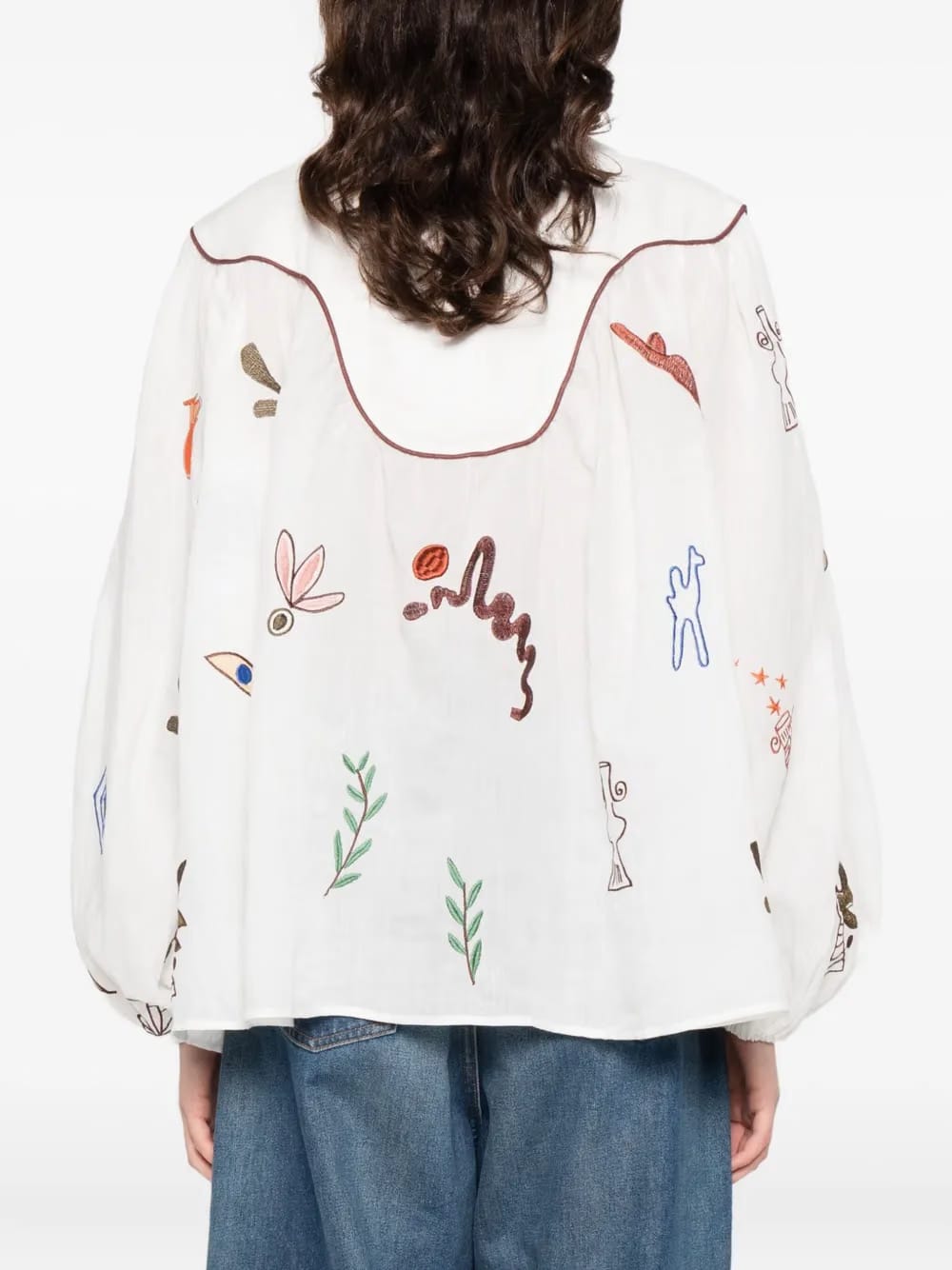 Mina collar graphic blouse
