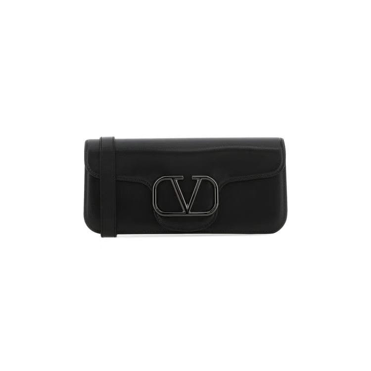 Valentino Plain Lether Crossbody Bag Black