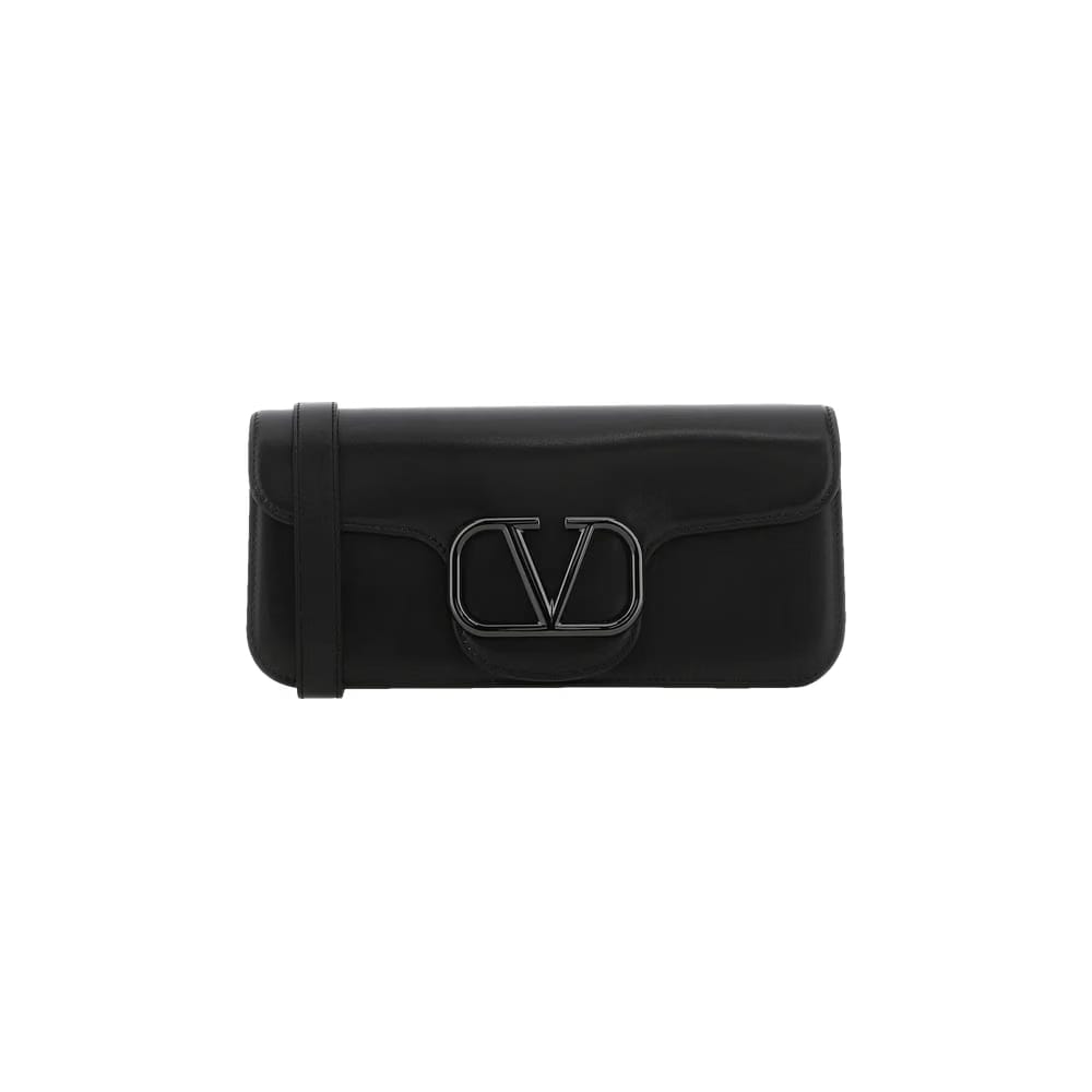 Valentino Plain Lether Crossbody Bag Black