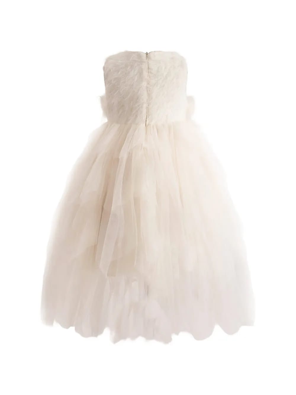 feathered-waist tulle party dress