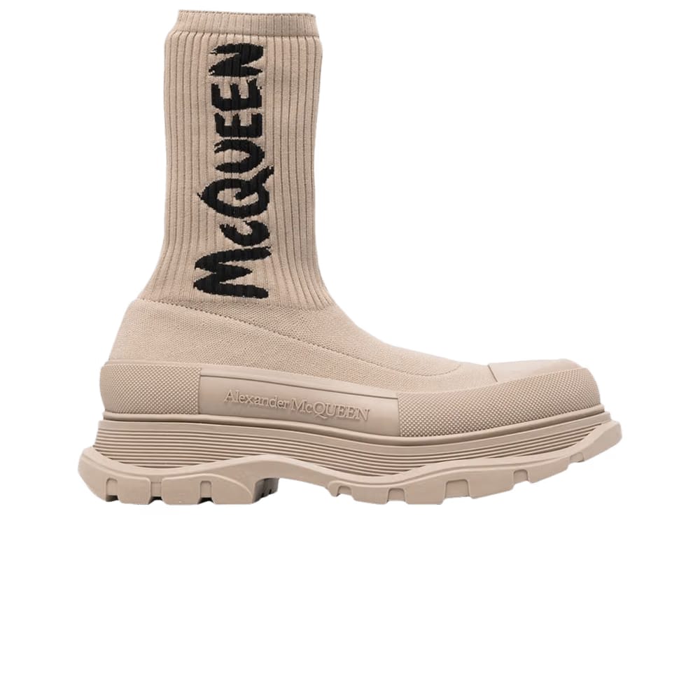 Alexander McQueen Knit Tread Slick Boot Graffiti - Beige