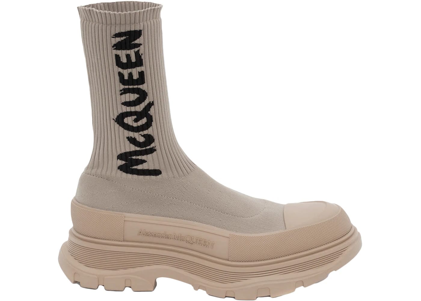 Alexander McQueen Knit Tread Slick Boot Graffiti - Beige