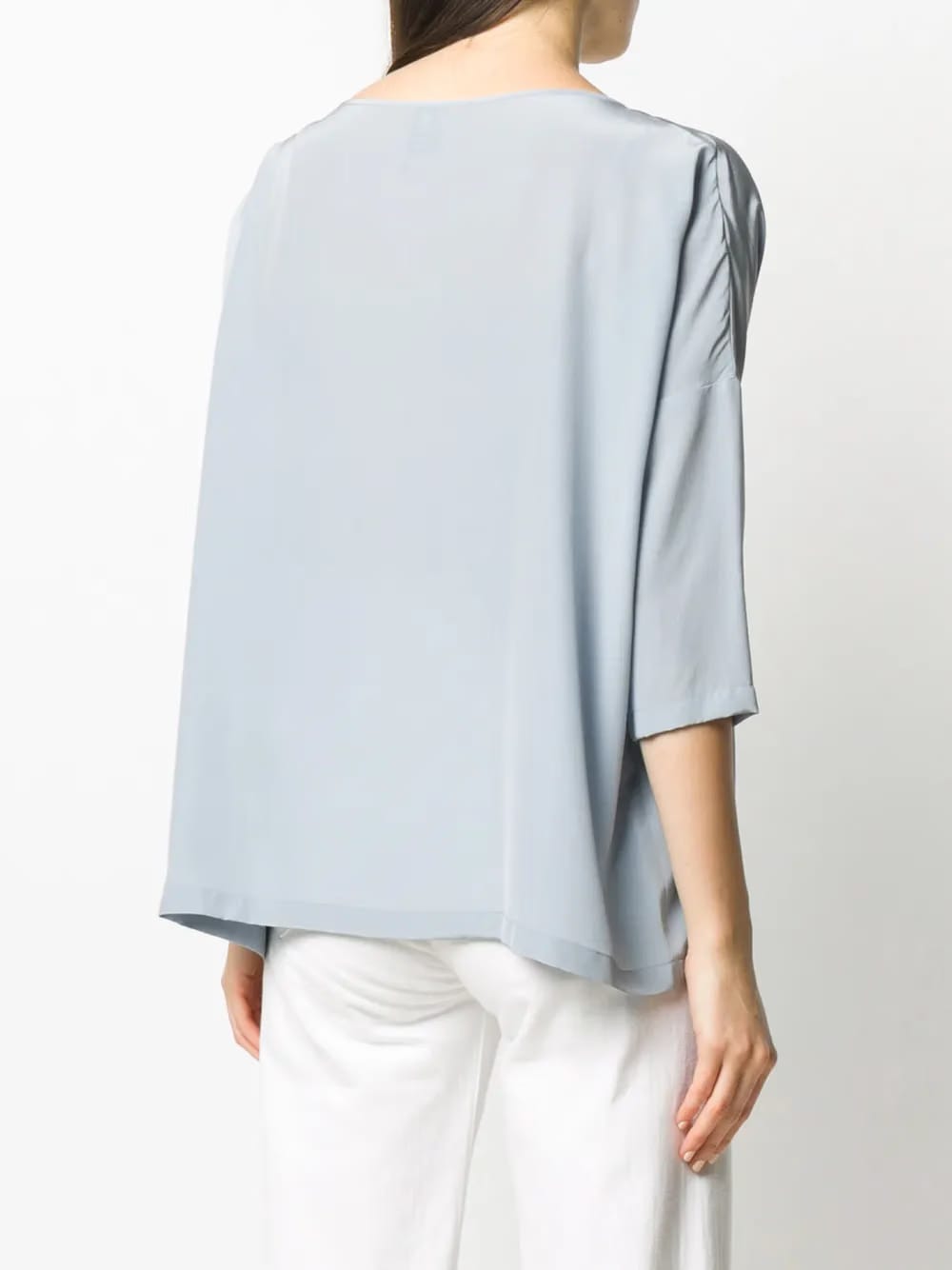 cropped sleeve silk T-Shirt