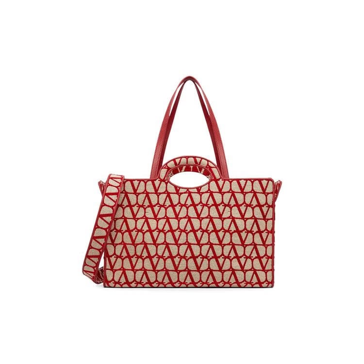 Valentino Le Troisieme Toile Iconographe Shopping Bag Beige/Red