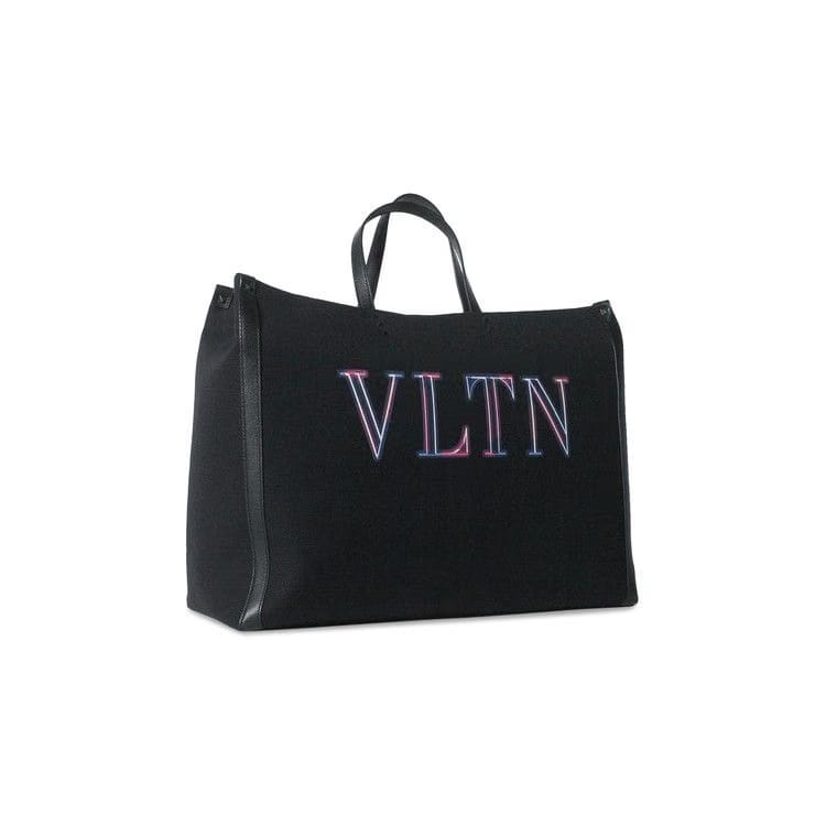 Valentino Large VLTN Neon Tote Bag Black