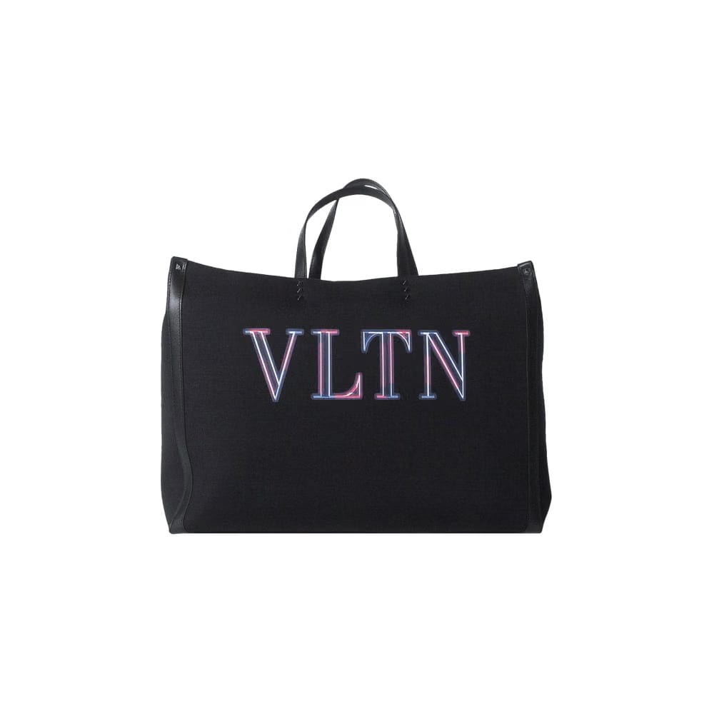 Valentino Large VLTN Neon Tote Bag Black