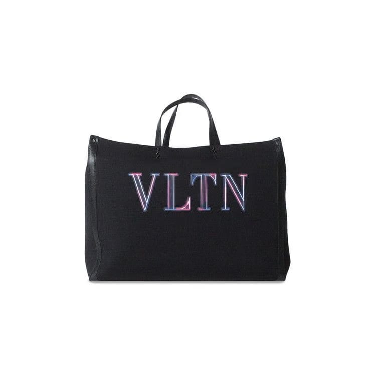 Valentino Large VLTN Neon Tote Bag Black