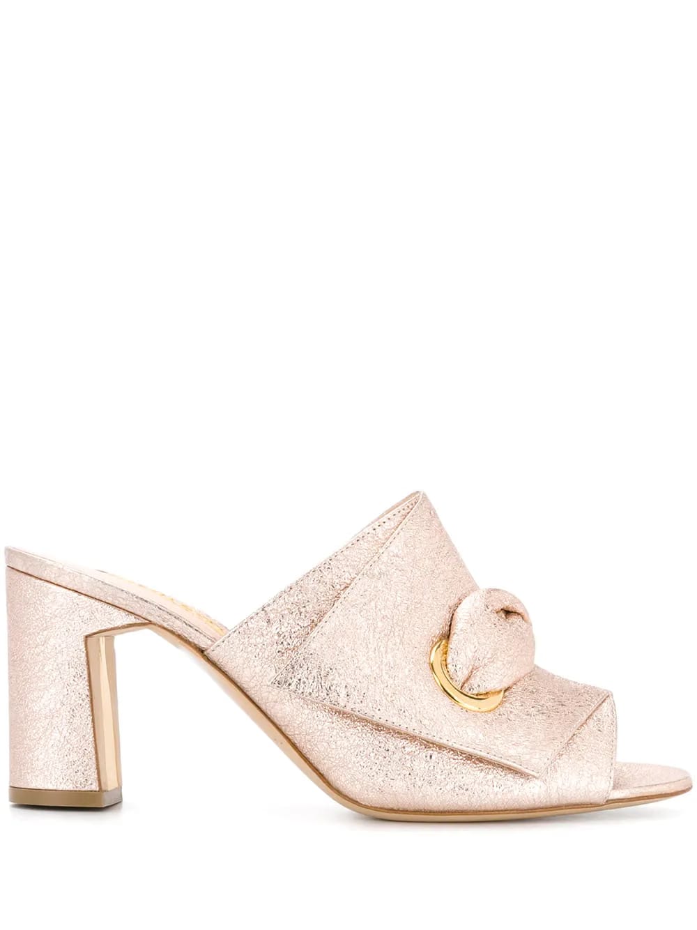 metallic mid-heel sandals