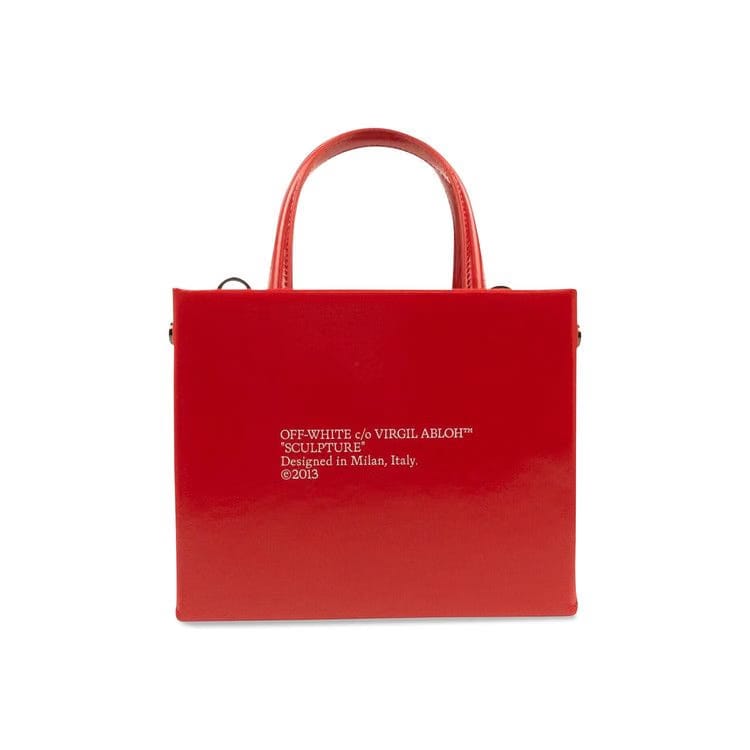 Off-White Logo Mini Box Tote Bag Red